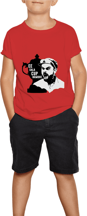 Red Shirt Graphic Design Child Model PNG image with transparent background