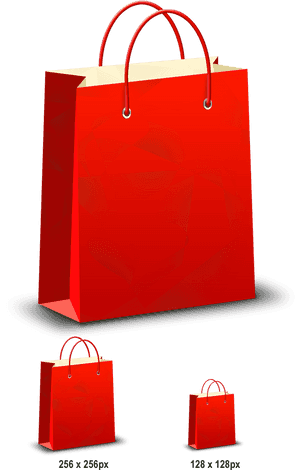 Red Shopping Bags Different Sizes PNG image with transparent background