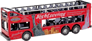 Red Sightseeing Open Top Bus Model PNG image with transparent background