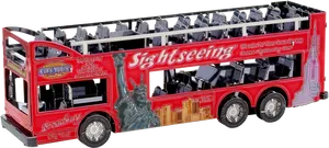 Red Sightseeing Open Top Bus Model PNG Image