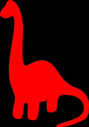 Red Silhouette Dinosaur Graphic PNG image with transparent background