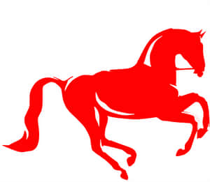 Red Silhouette Galloping Horse PNG image with transparent background