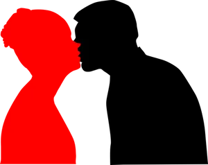 Red Silhouette Kiss Illusion PNG Image