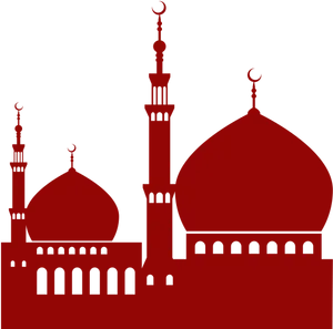 Red Silhouette Mosque Graphic PNG Image