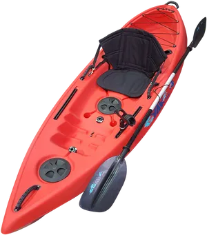 Red Sit On Top Kayak With Paddle PNG Image