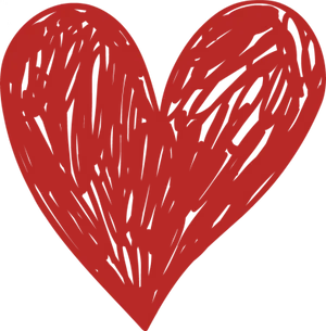 Red Sketched Heart Transparent Background.png PNG Image