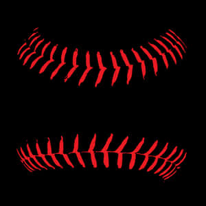 Red Softball Stitchingon Black PNG image with transparent background