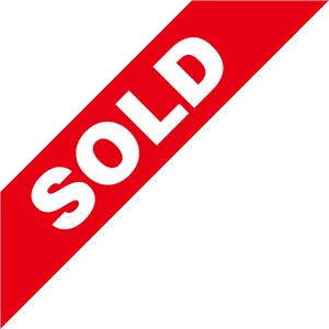 Red Sold Sign Grey Background PNG Image