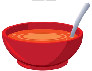 Red Soup Bowlwith Spoon PNG Image