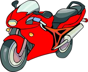 Red Sport Motorcycle Cartoon PNG Image