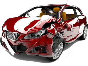 Red Sports Car Accident Damage PNG Image