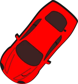 Red Sports Car Top View Illustration PNG Image