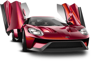 Red Sports Car With Doors Open PNG image with transparent background