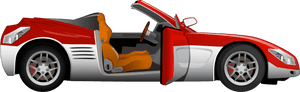 Red Sports Car With Open Door PNG with transparent background