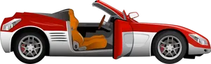 Red Sports Car With Open Door PNG Image