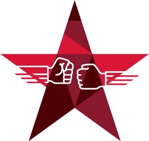 Red Star Fist Bump Vector PNG Image