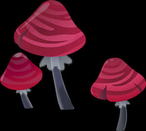 Red Striped Cartoon Mushrooms PNG with transparent background