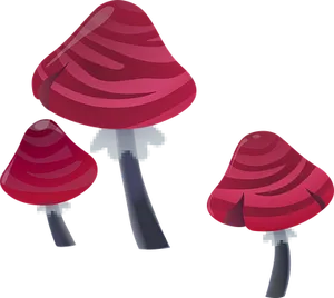 Red Striped Cartoon Mushrooms PNG Image