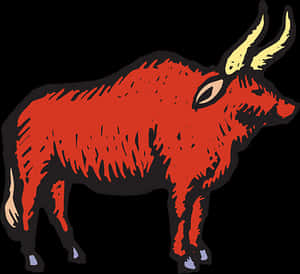 Red Stylized Bull Illustration PNG image with transparent background