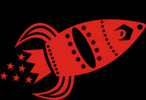 Red Stylized Rocket Illustration PNG with transparent background