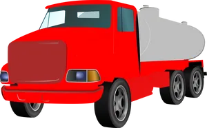 Red Tanker Transport Truck PNG Image