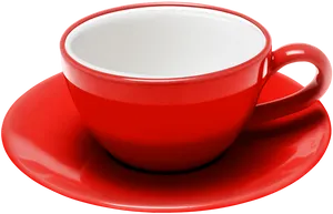 Red Tea Cupand Saucer PNG Image