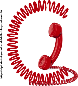 Red Telephone Handset Cord Spiral PNG Image