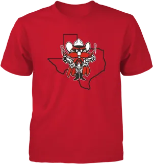 Red Texas Outline Cowboy T Shirt Design PNG Image