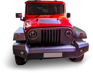 Red Thar S U V Front View PNG Image