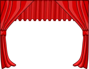 Red Theater Curtains Vector PNG Image