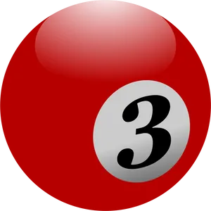 Red Three Billiard Ball PNG Image