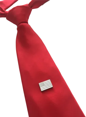 Red Tie Silver Tie Clip PNG Image
