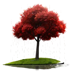 Red Tree In Rainy Scene Png Fve86 PNG Image