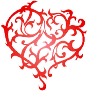 Red Tribal Heart Tattoo Design PNG Image