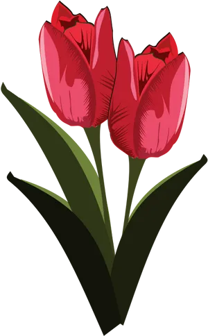 Red Tulips Illustration PNG Image