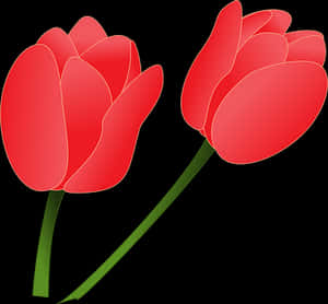 Red Tulips Vector Illustration PNG image with transparent background