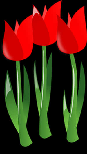 Red Tulips Vector Illustration PNG image with transparent background