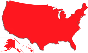 Red U S A Map Outline PNG Image