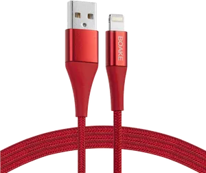 Red U S B Lightning Cable PNG Image