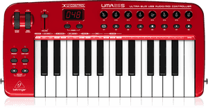 Red U S B M I D I Keyboard Controller PNG image with transparent background
