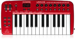 Red U S B M I D I Keyboard Controller PNG Image