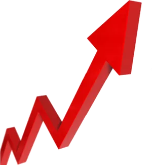 Red Upward Arrow Growth Graph PNG Image