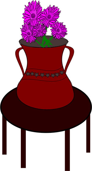 Flower Vase Clip Arts - Flower Vase On The Table, HD Png Download PNG with transparent background
