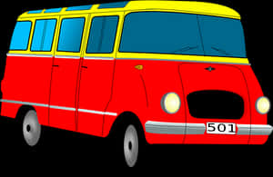 Red Vintage Bus Illustration PNG image with transparent background