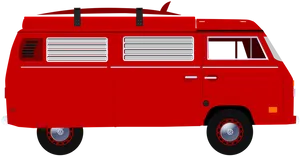 Red Vintage Hippie Van PNG Image