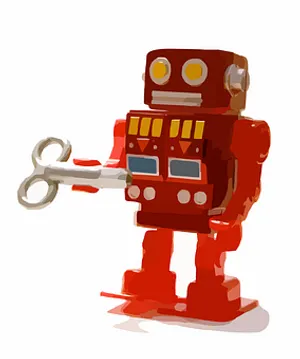 Red Vintage Toy Robot With Windup Key PNG Image