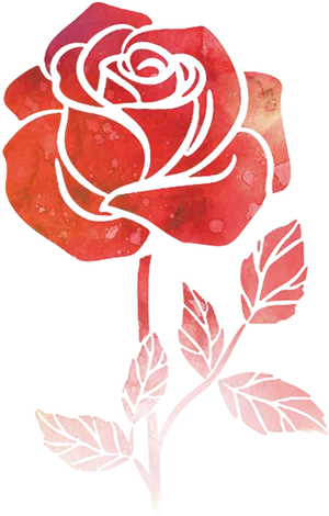 Red Watercolor Rose Artwork PNG Image