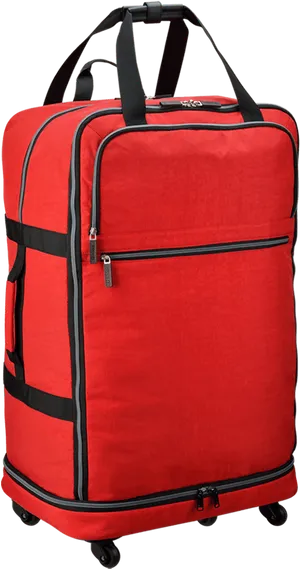 Red Wheeled Travel Bag PNG Image