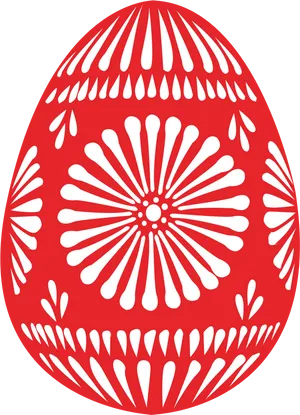 Red White Patterned Easter Egg PNG Image