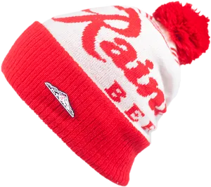 Red White Pom Pom Beanie PNG Image